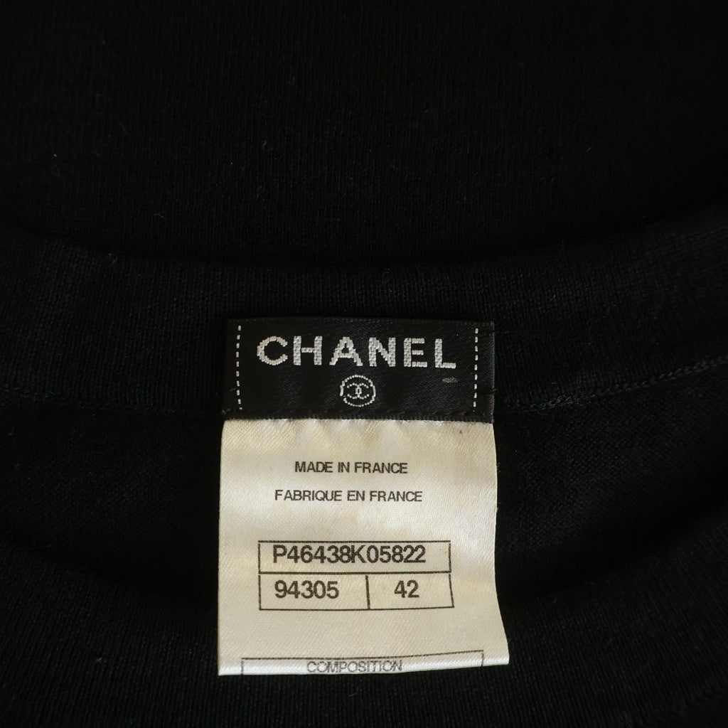 CHANEL(シャネル) エディンバラ エンブレム ウールニットTシャツ 半袖ニット 胸ポケット ブラック P46438K05822 レディース