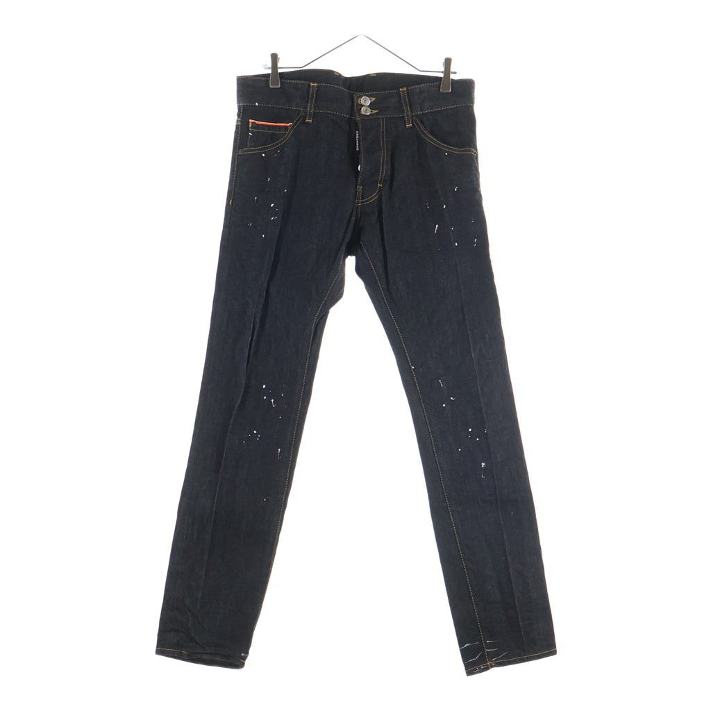 DSQUARED2(ディースクエアード) 13SS スキニーペインターデニムパンツ ジーンズ ボタンフライ ペイント加工 ブラック S74LA0476