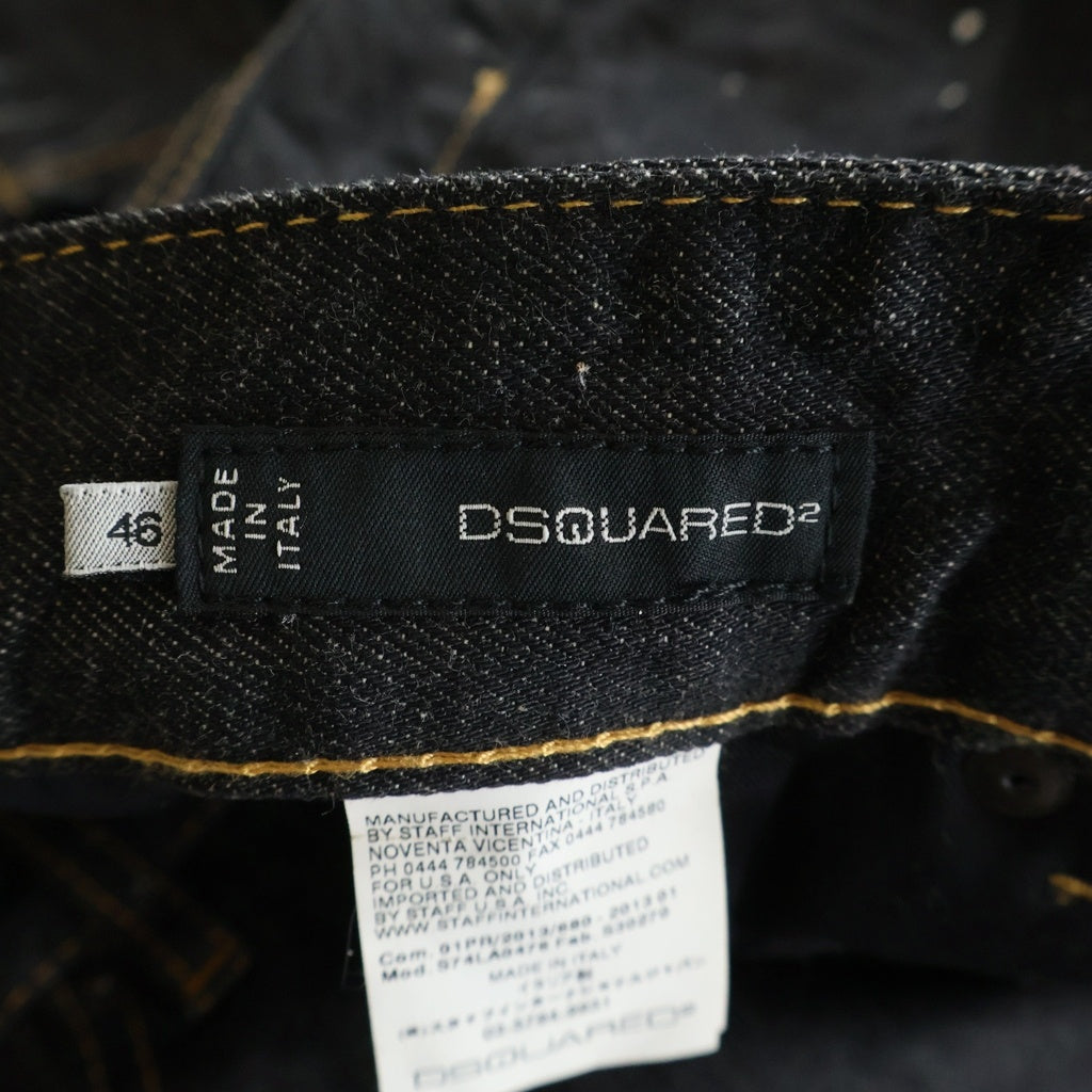 DSQUARED2(ディースクエアード) 13SS スキニーペインターデニムパンツ ジーンズ ボタンフライ ペイント加工 ブラック S74LA0476