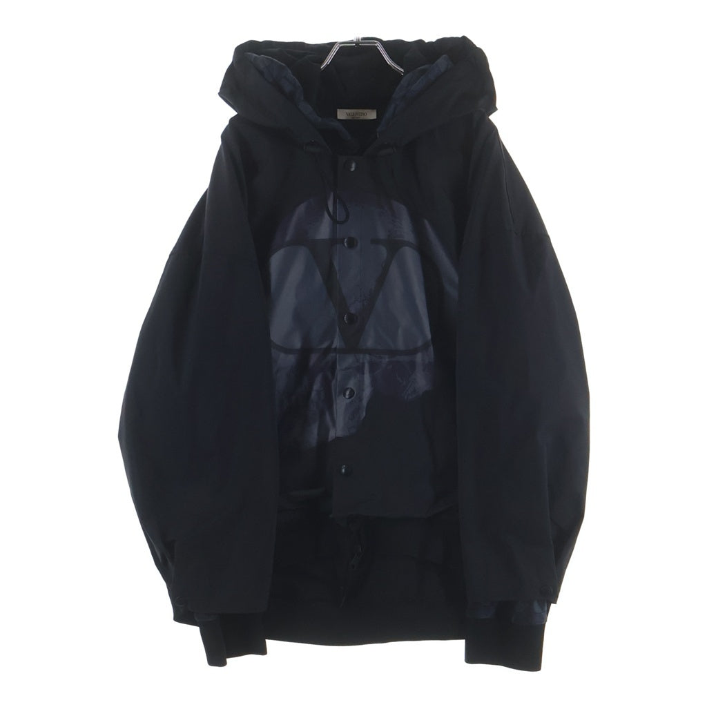 VALENTINO(ヴァレンティノ) ×UNDERCOVER 19AW ロゴプリント ドッキングジャケット フーディー ナイロンジャケット ブラック SV0MB00N5RE レディース