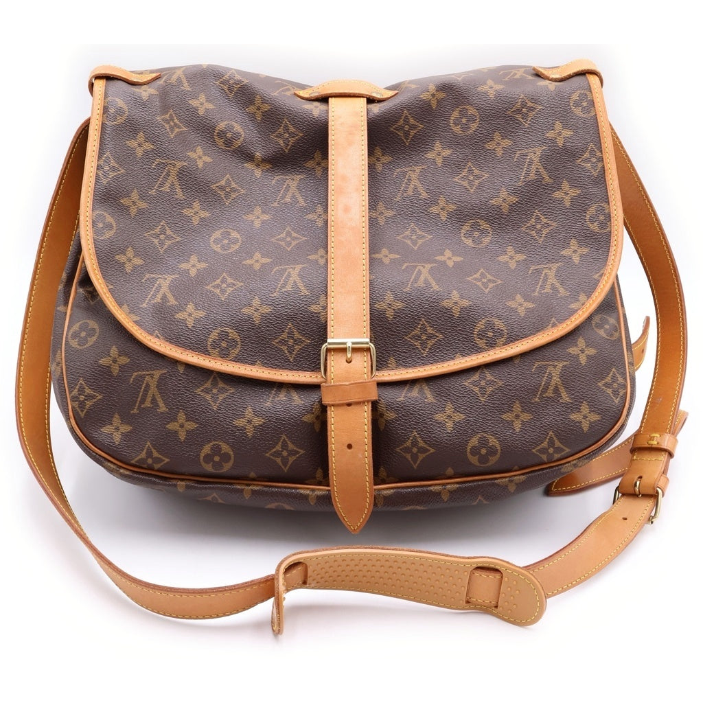 LOUIS VUITTON(ルイヴィトン) モノグラム ソミュール35 ショルダーバッグ ブラウン レザー×PVC M42254 ゴールド金具