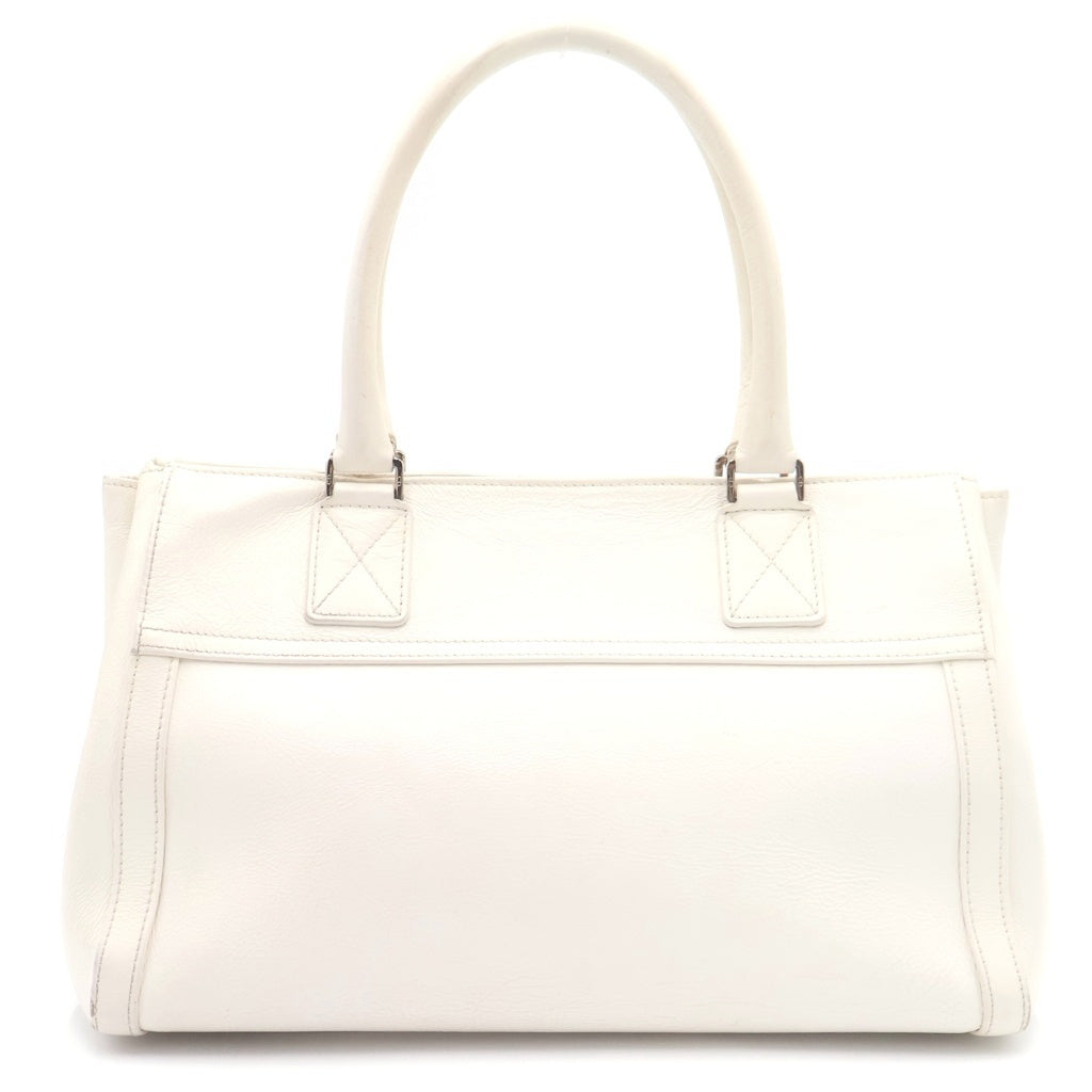 Christian Dior(クリスチャンディオール) ハンドバッグ ホワイト レザー シルバー金具 レディース
