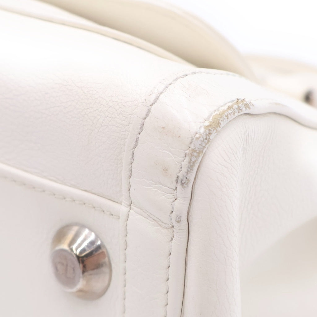 Christian Dior(クリスチャンディオール) ハンドバッグ ホワイト レザー シルバー金具 レディース
