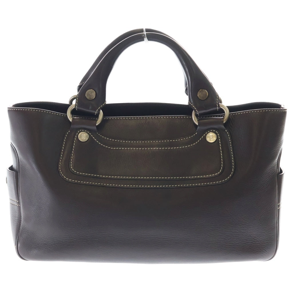 CELINE(セリーヌ) ブギーバッグ ハンドバッグ ブラウン レザー シルバー金具 レディース