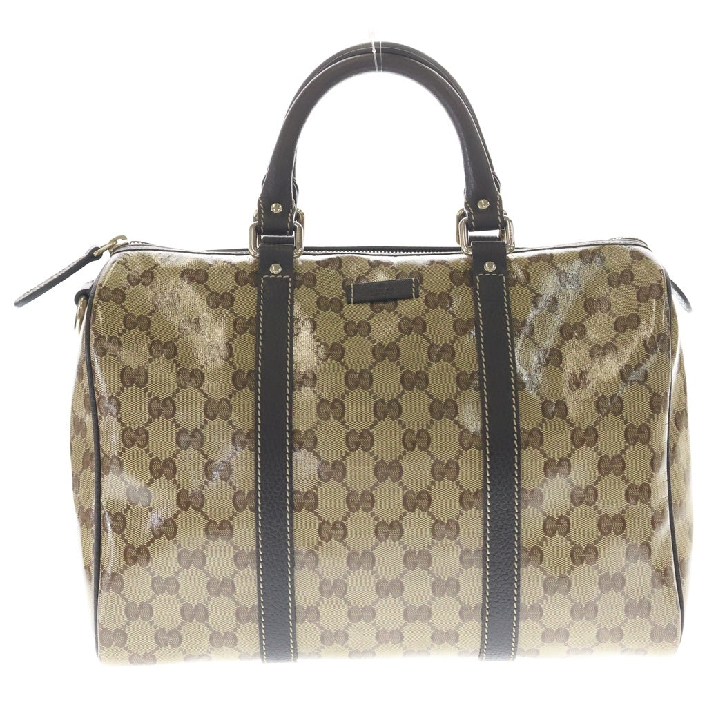 GUCCI(グッチ) ボストンバッグ ハンドバッグ ブラウン×ベージュ PVC×レザー 265697 ゴールド金具 レディース
