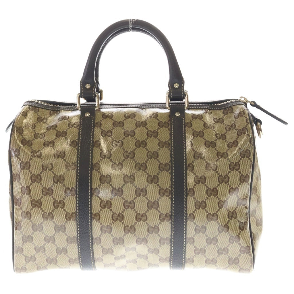 GUCCI(グッチ) ボストンバッグ ハンドバッグ ブラウン×ベージュ PVC×レザー 265697 ゴールド金具 レディース