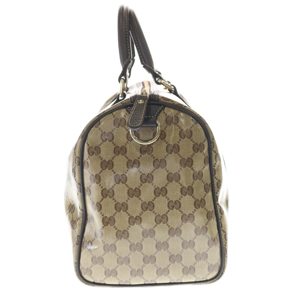 GUCCI(グッチ) ボストンバッグ ハンドバッグ ブラウン×ベージュ PVC×レザー 265697 ゴールド金具 レディース