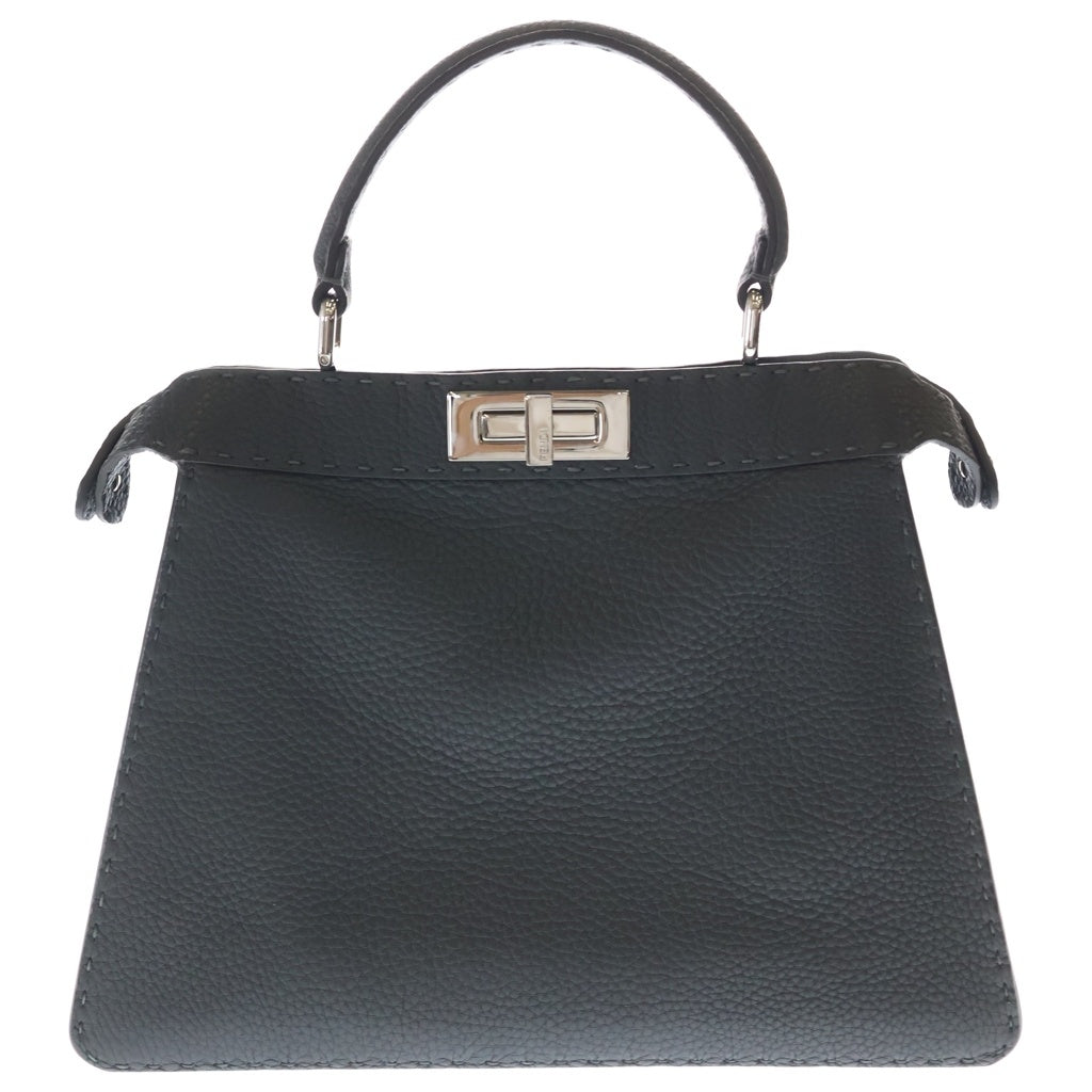 FENDI(フェンディ) ピーカブー アイシーユー ミディアム レザー 2WAY ハンド ショルダーバッグ シルバー金具 グレー 8BN321 レディース