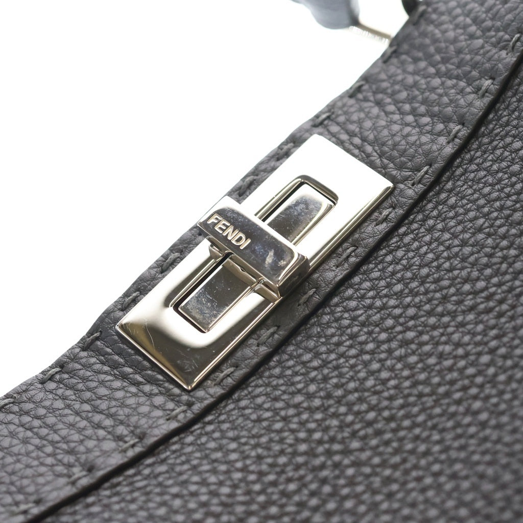 FENDI(フェンディ) ピーカブー アイシーユー ミディアム レザー 2WAY ハンド ショルダーバッグ シルバー金具 グレー 8BN321 レディース