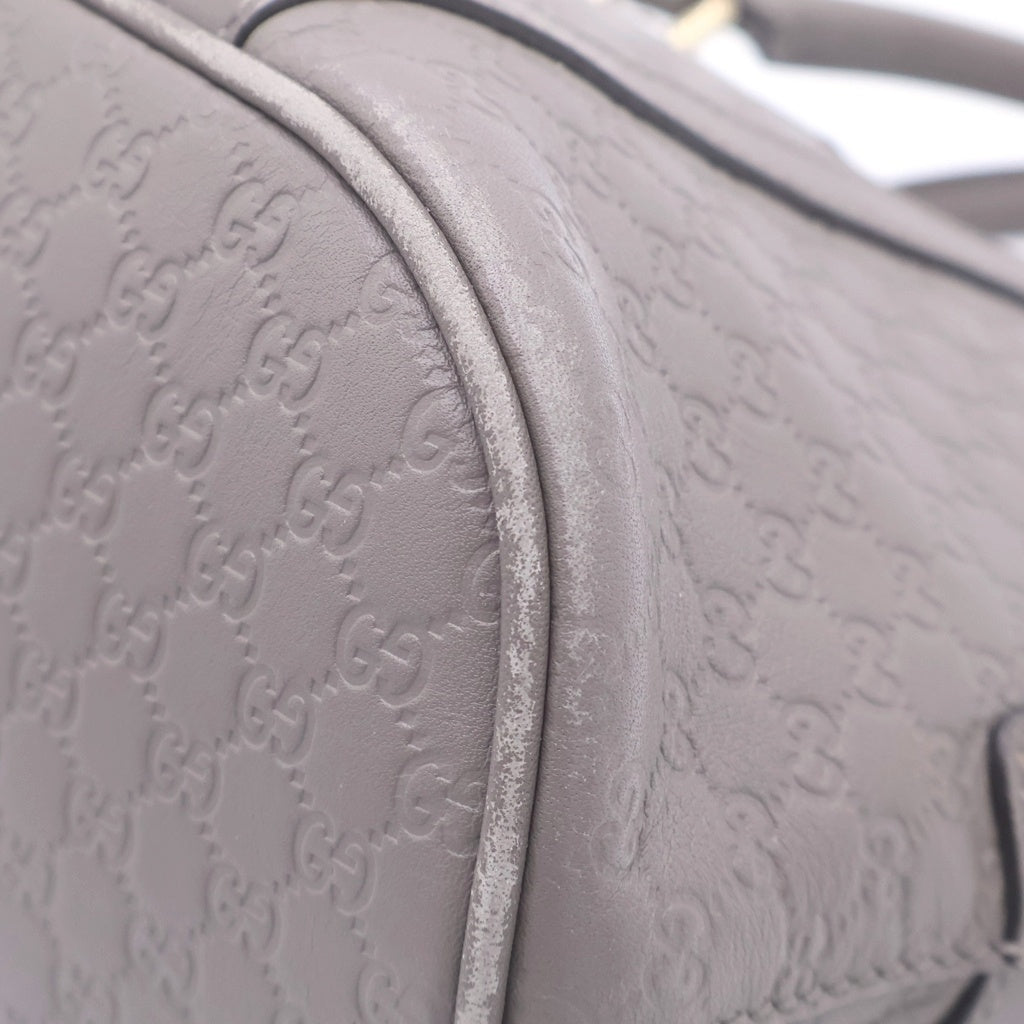 GUCCI(グッチ) マイクログッチシマ レザー 2WAY ハンド ショルダーバッグ ゴールド金具 グレー 449654 レディース