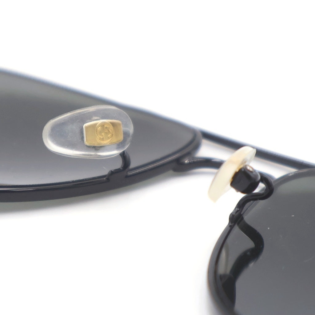 GUCCI(グッチ) ティアドロップフレーム ツーブリッジ アビエイター サングラス メガネ 眼鏡 アイウェア ブラック/アイボリー GG0514S