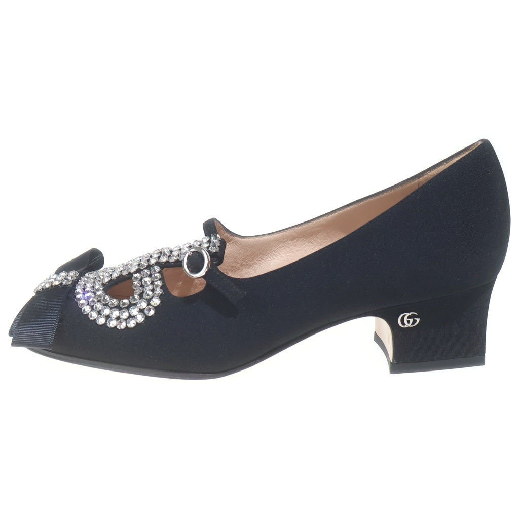 GUCCI(グッチ) リボン クリスタル ヒールパンプス ブラック #35 1/2 レディース