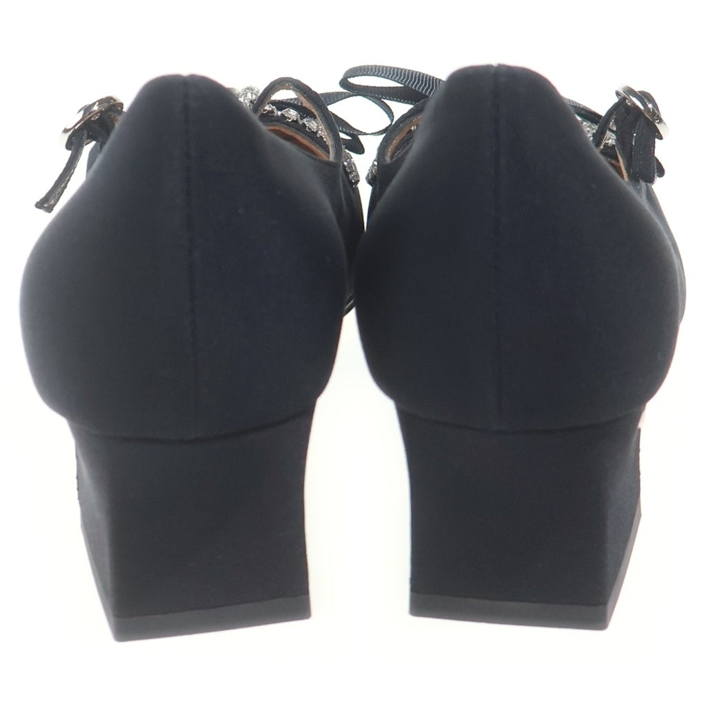 GUCCI(グッチ) リボン クリスタル ヒールパンプス ブラック #35 1/2 レディース