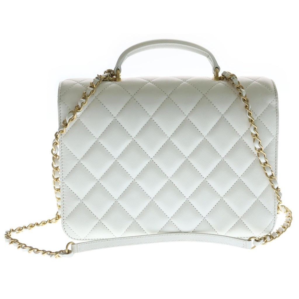 CHANEL(シャネル) マトラッセ フルフラップ 2wayチェーンショルダーバッグ ハンドバッグ ホワイト キャビアスキン AS4286 ゴールド金具 レディース