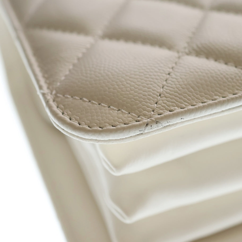 CHANEL(シャネル) マトラッセ フルフラップ 2wayチェーンショルダーバッグ ハンドバッグ ホワイト キャビアスキン AS4286 ゴールド金具 レディース