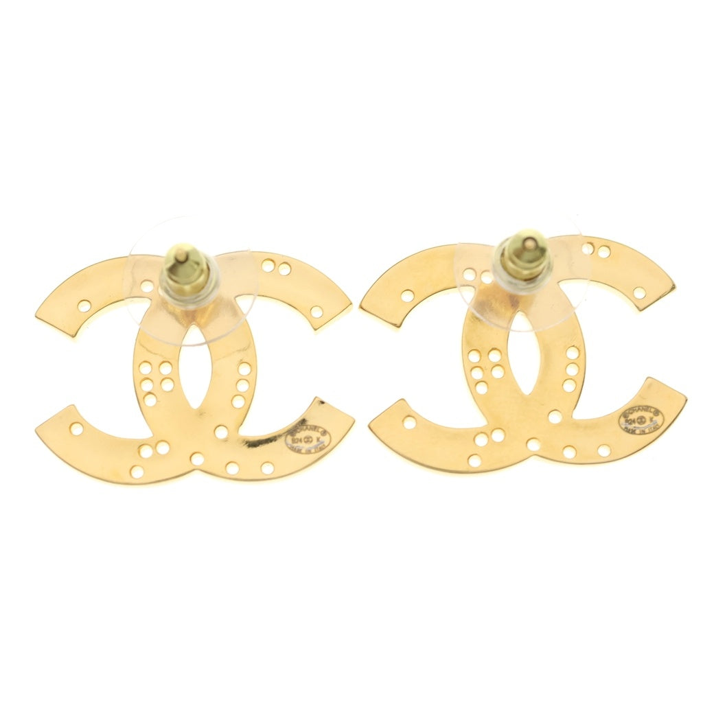 CHANEL(シャネル) ココマーク ラインストーン ピアス ゴールド B24K レディース