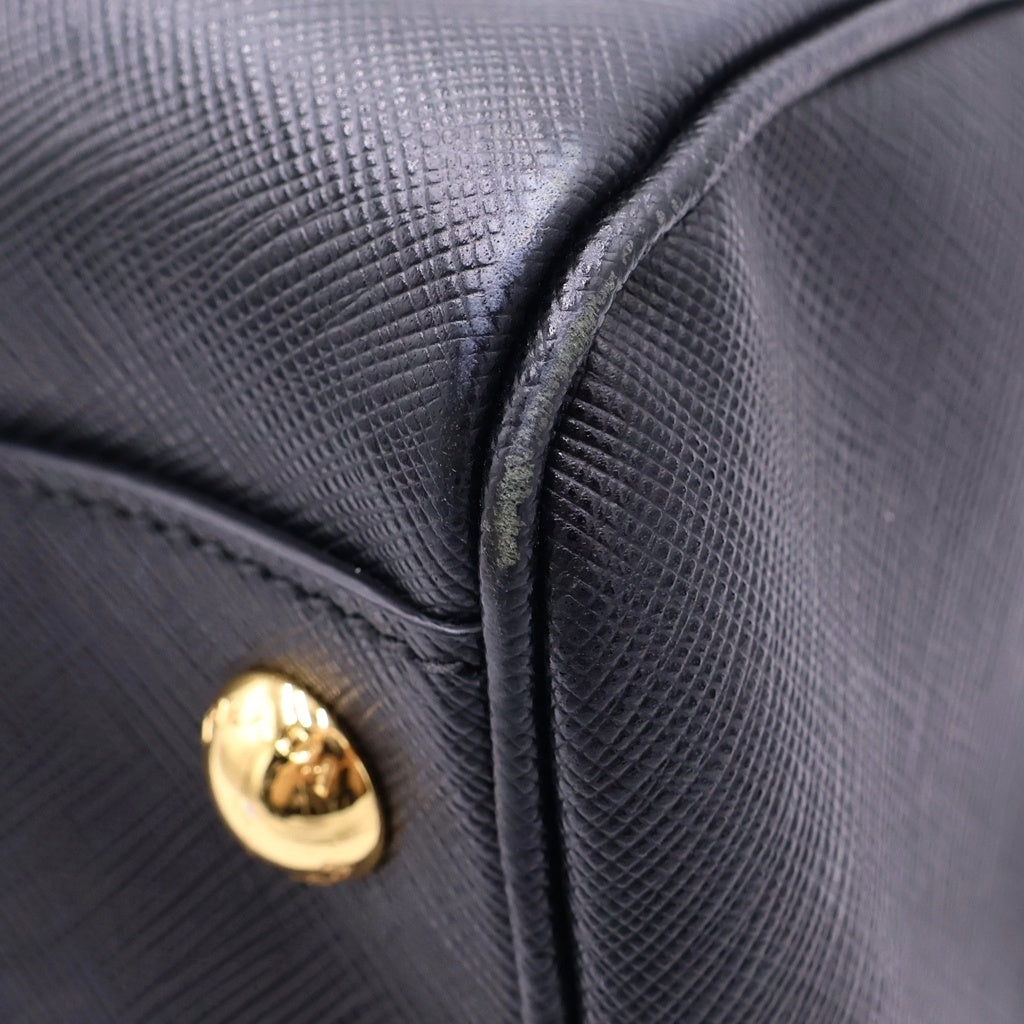 PRADA(プラダ) サフィアーノ 2WAYショルダーバッグ ハンドバッグ ボストンバッグ ブラック レザー BL0797 ゴールド金具 レディース