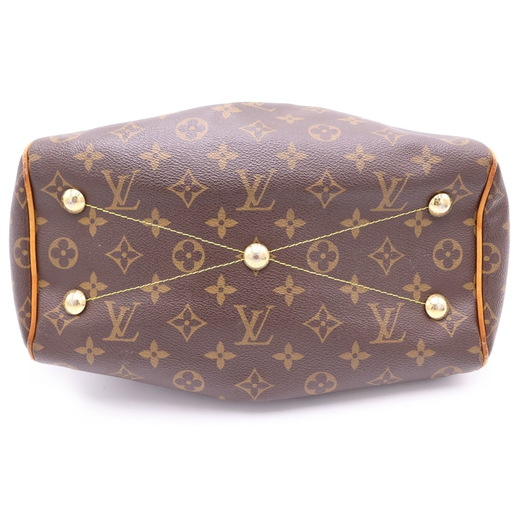 LOUIS VUITTON(ルイヴィトン) モノグラム ティヴォリPM ハンドバッグ ブラウン レザー×PVC M40143 ゴールド金具 レディース