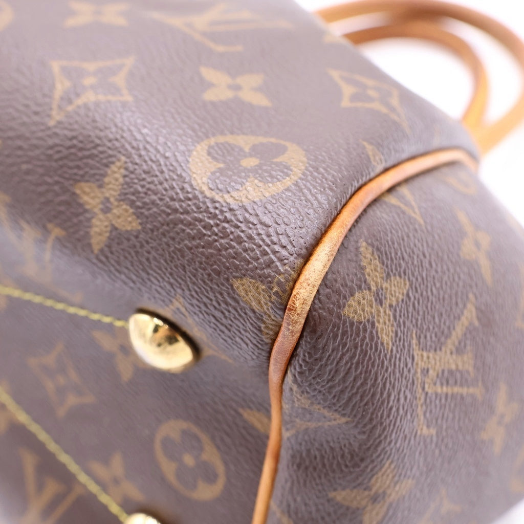 LOUIS VUITTON(ルイヴィトン) モノグラム ティヴォリPM ハンドバッグ ブラウン レザー×PVC M40143 ゴールド金具 レディース
