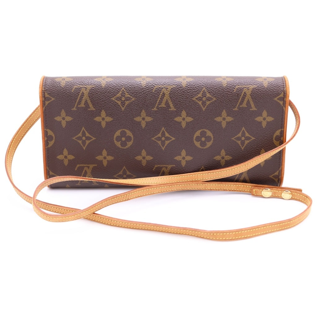 LOUIS VUITTON(ルイヴィトン) モノグラム ポシェットツイン ショルダーバッグ ミニバッグ ブラウン レザー×PVC M51852 レディース