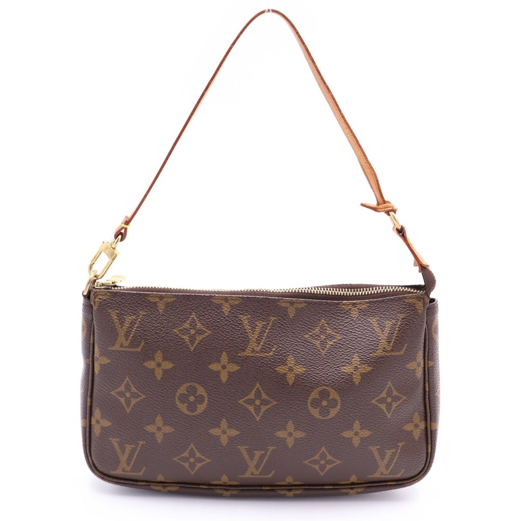 LOUIS VUITTON(ルイヴィトン) モノグラム ポシェットアクセソワール ハンドバッグ ケース ブラウン レザー×PVC M51980 ゴールド金具 レディース