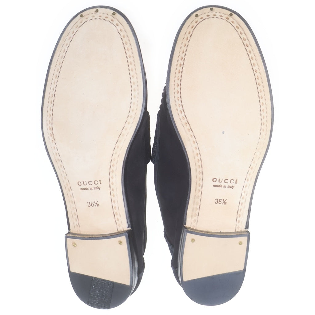 GUCCI(グッチ) ホースビット スエードレザー ローファー シューズ ブラック レディース