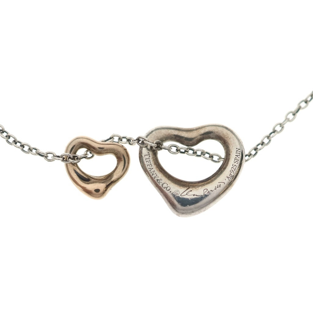 TIFFANY & Co.(ティファニー) エルサペレッティ ダブルオープンハート ネックレス Ag925/K18PG シルバー/ピンクゴールド レディース