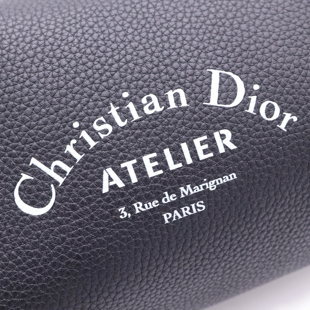 Christian Dior(クリスチャンディオール) アトリエ ローラー ショルダーバッグ ブラック レザー シルバー金具 レディース