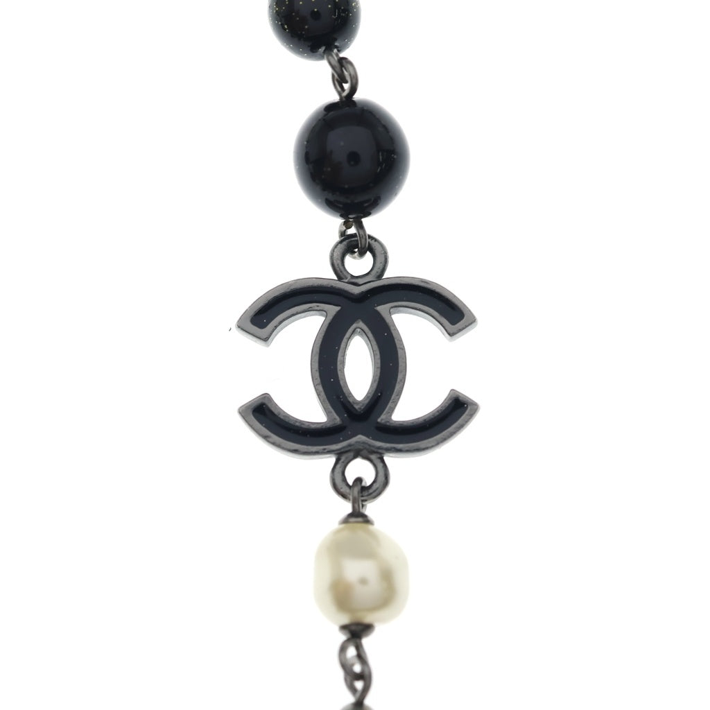 CHANEL(シャネル) ココマーク フェイクパール ロング ネックレス ブラック/ホワイト A11P レディース
