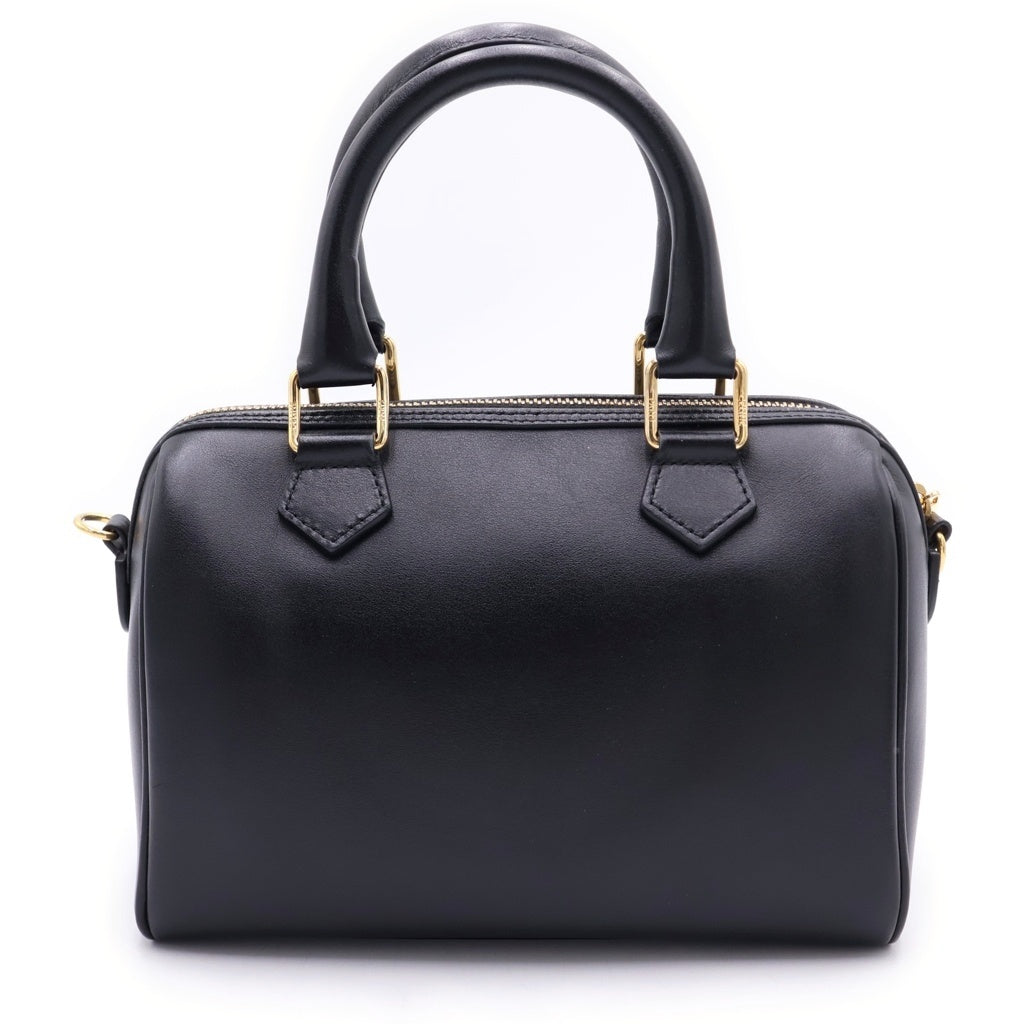 CELINE(セリーヌ) スモールボストン キュイル 2WAYバッグ ハンドバッグ ボストンバッグ ショルダーバッグ ブラック レザー ゴールド金具 レディース