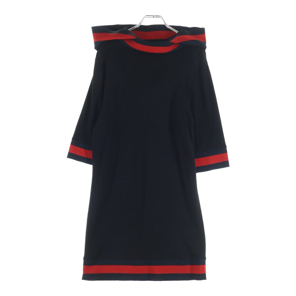 GUCCI(グッチ) レーヨン ジャージ フーデット ワンピース ブラック/レッド レディース 470320 X5S35