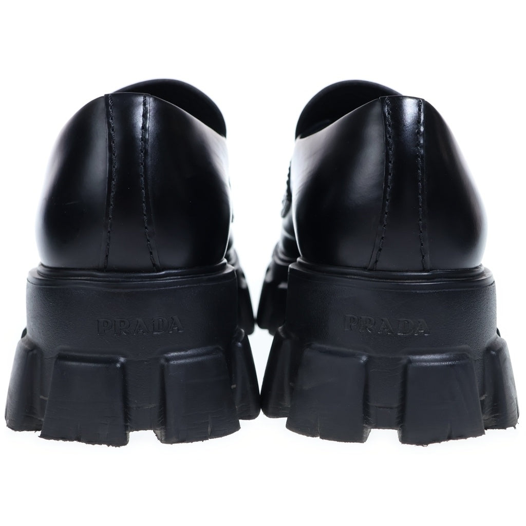 PRADA(プラダ) モノリス トライアングルロゴプレート レザー 厚底 ローファー シューズ ブラック レディース 2DE129