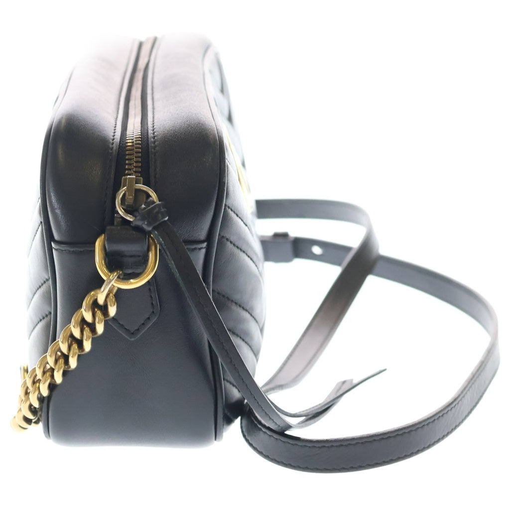 GUCCI(グッチ) GGマーモント ショルダーバッグ ブラック レザー 447632 ゴールド金具 レディース