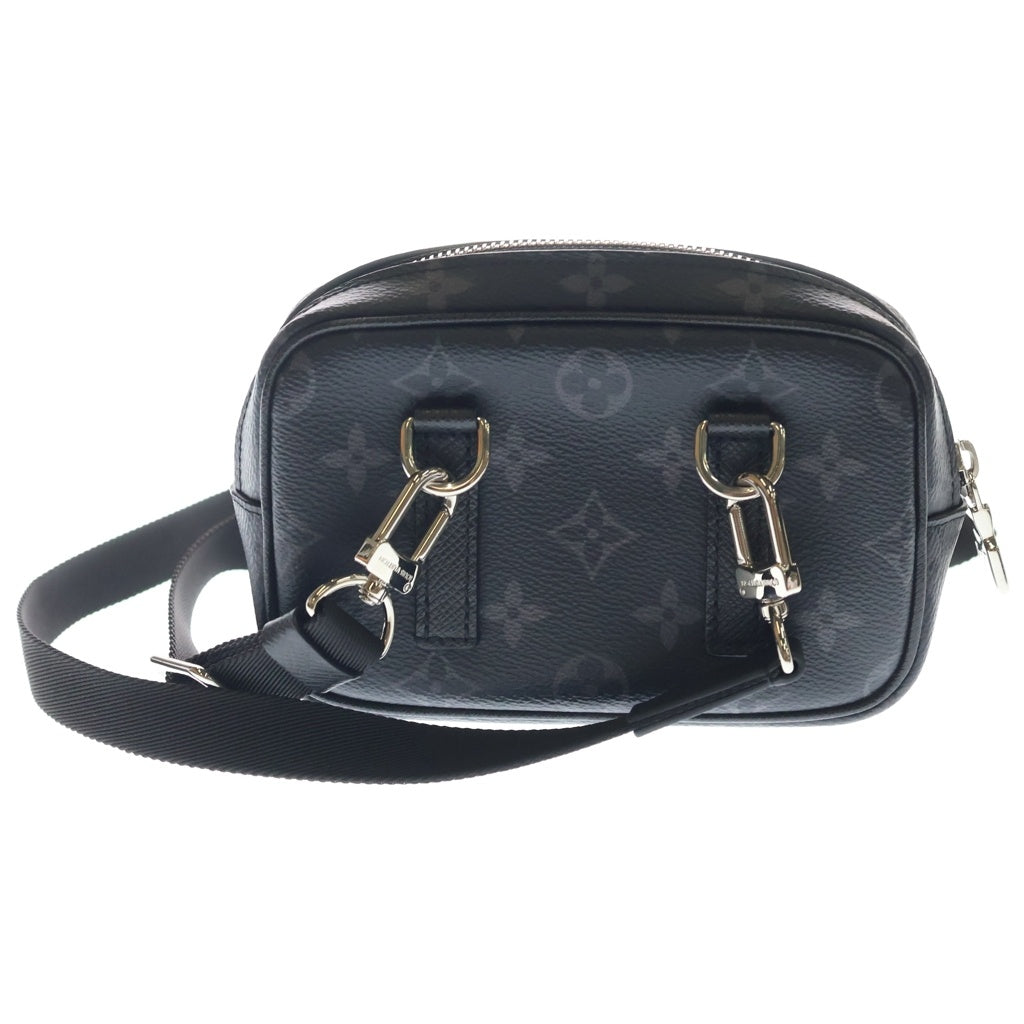 LOUIS VUITTON(ルイヴィトン) モノグラムエクリプス アウトドアポシェット ショルダーバッグ ミニバッグ ブラック レザー×PVC M30755 シルバー金具 レディース