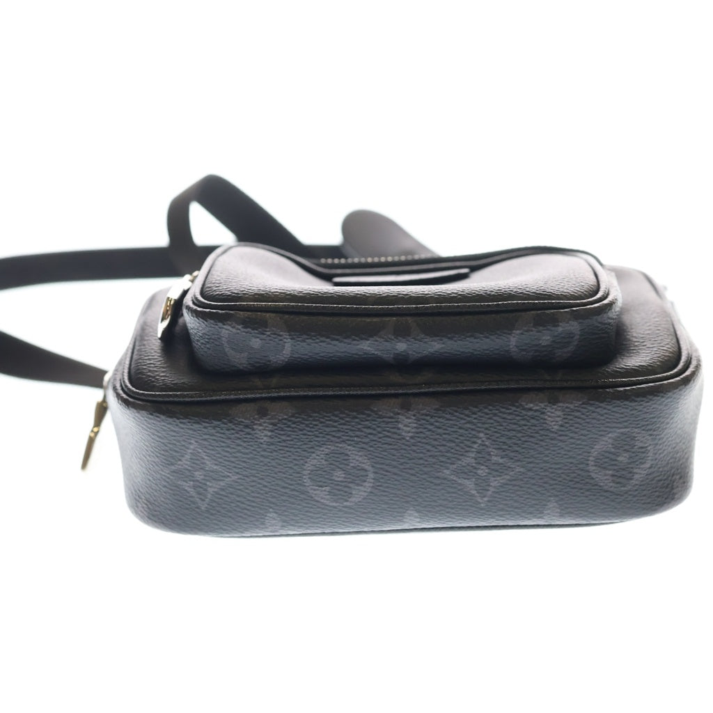 LOUIS VUITTON(ルイヴィトン) モノグラムエクリプス アウトドアポシェット ショルダーバッグ ミニバッグ ブラック レザー×PVC M30755 シルバー金具 レディース
