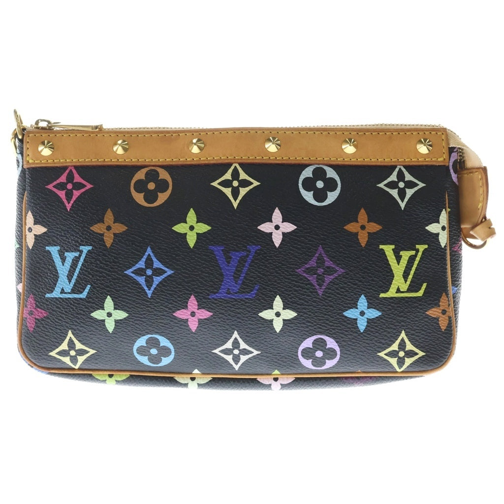 LOUIS VUITTON(ルイヴィトン) モノグラムマルチカラー ポシェットアクセソワール ハンドバッグ ブラウン×ブラック レザー×PVC M92648 ゴールド金具 レディース