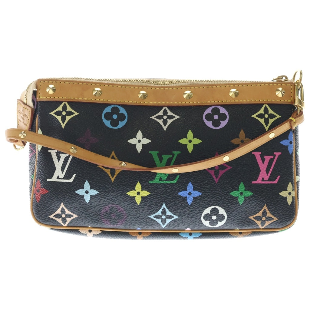 LOUIS VUITTON(ルイヴィトン) モノグラムマルチカラー ポシェットアクセソワール ハンドバッグ ブラウン×ブラック レザー×PVC M92648 ゴールド金具 レディース