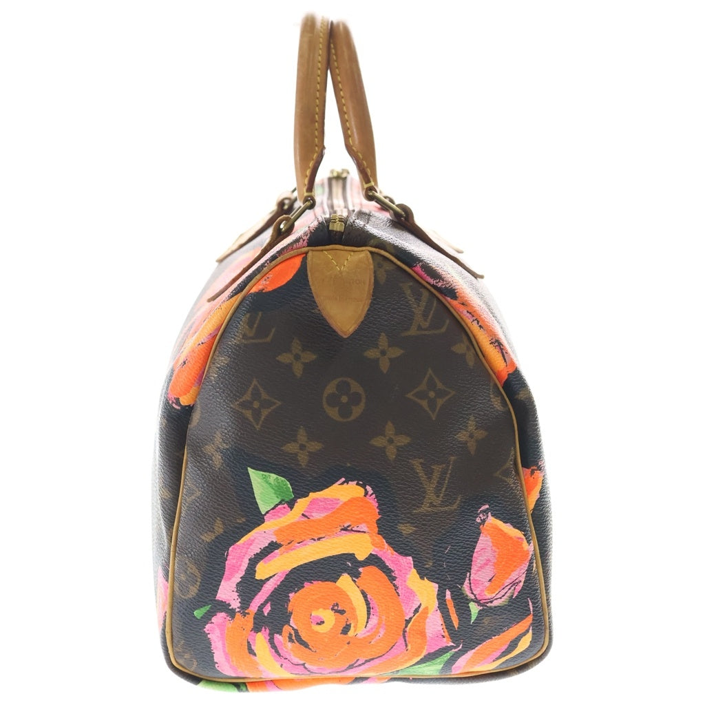 LOUIS VUITTON(ルイヴィトン) モノグラムローズ スピーディ30 ハンドバッグ ボストンバッグ ブラウン レザー×PVC M48610 ゴールド金具 レディース