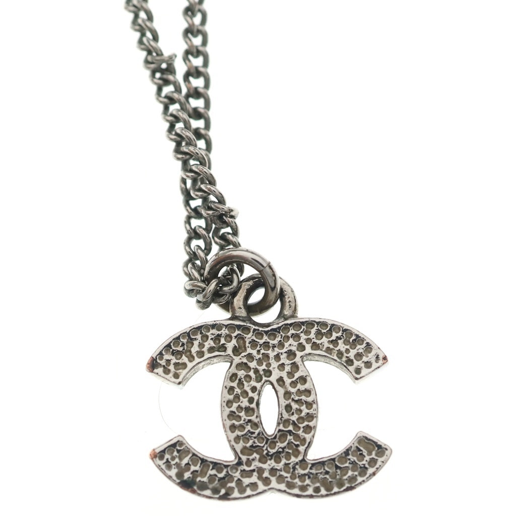 CHANEL(シャネル) ココマーク ラインストーンネックレス ペンダント チェーン シルバー GP レディース
