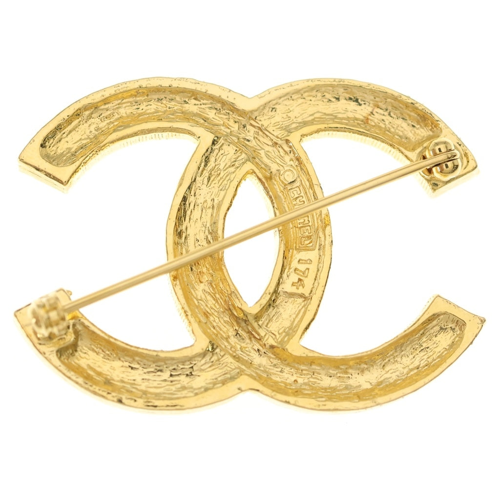 CHANEL(シャネル) ココマーク ラインストーンブローチ ピンバッジ ゴールド GP レディース