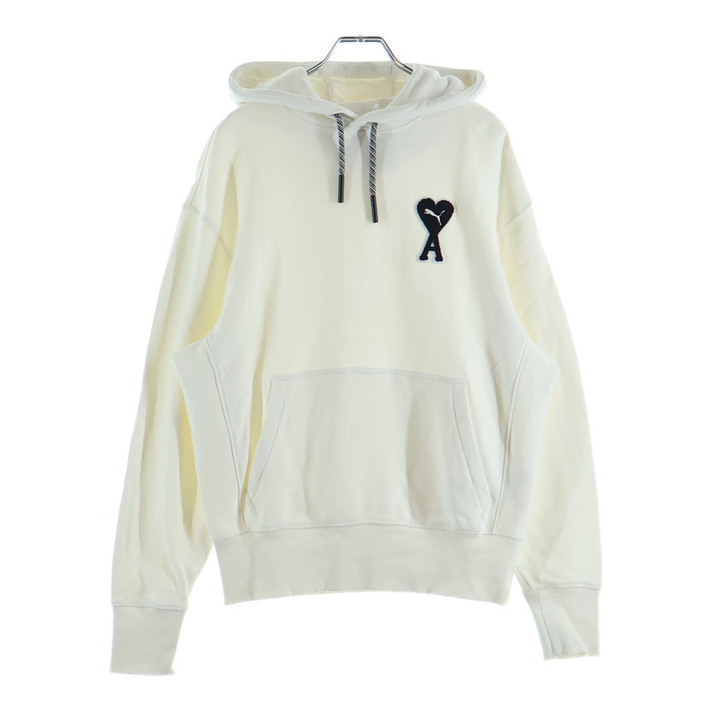 PUMA(プーマ) PUMA×AMI Alexandre Mattiussi ロゴフロントワッペン フーディ コットン 長袖 プルオーバー パーカー #S ホワイト 536231-75 レディース
