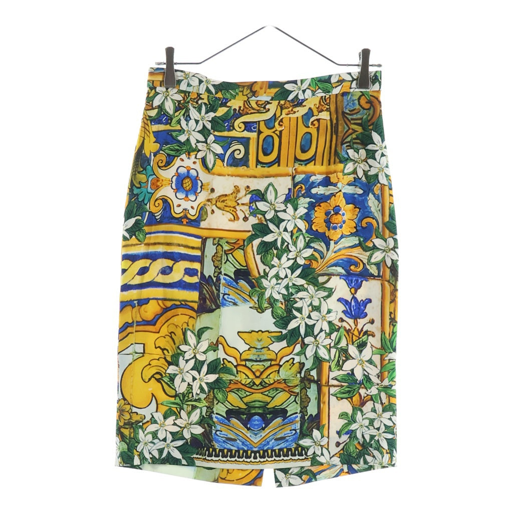 DOLCE & GABBANA(ドルチェアンドガッバーナ) 総柄ひざ丈タイトスカート イエロー #42 レディース