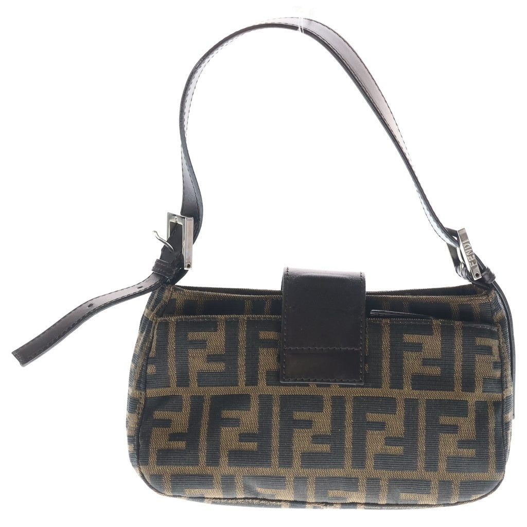 FENDI(フェンディ) ズッカ マンマバケット ワンショルダーバッグ ミニバッグ ブラウン レザー シルバー金具 レディース