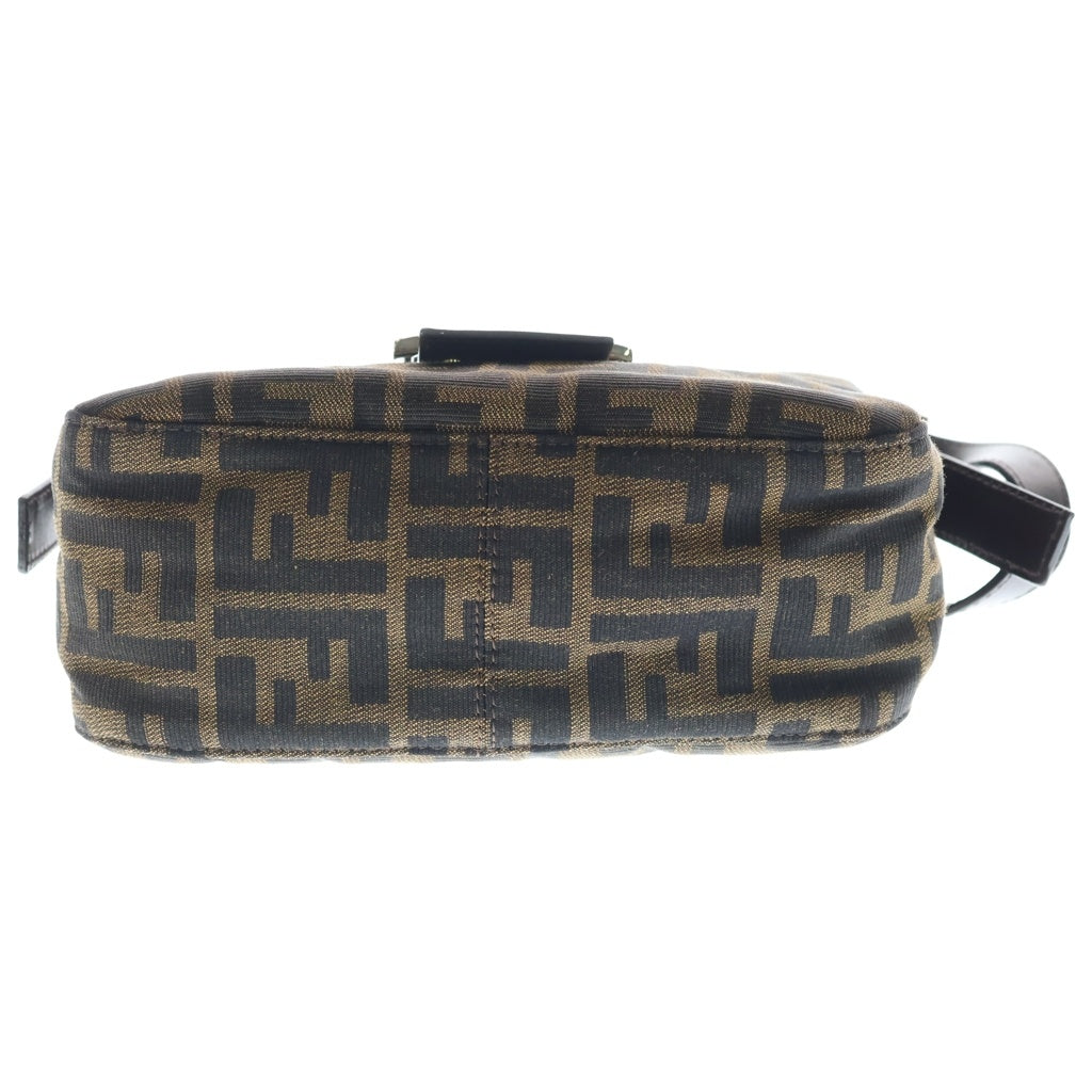 FENDI(フェンディ) ズッカ マンマバケット ワンショルダーバッグ ミニバッグ ブラウン レザー シルバー金具 レディース