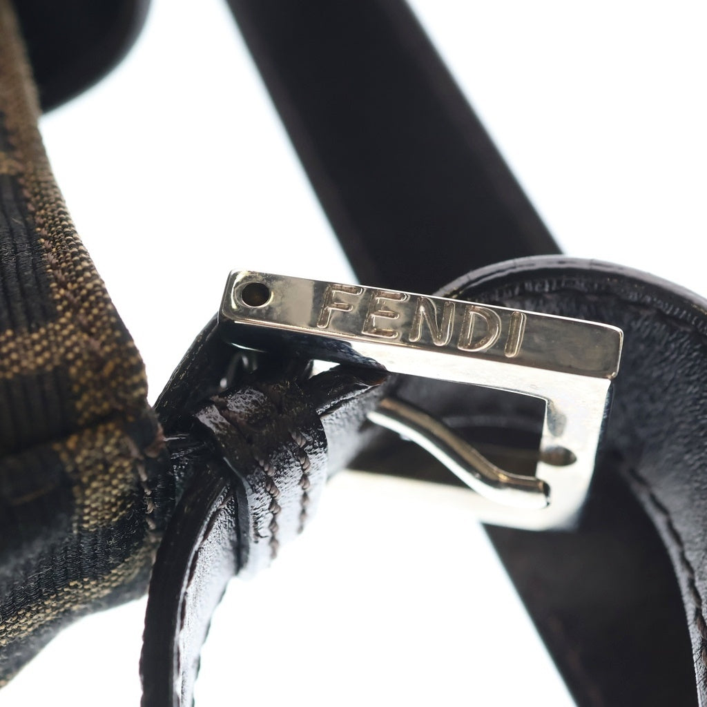 FENDI(フェンディ) ズッカ マンマバケット ワンショルダーバッグ ミニバッグ ブラウン レザー シルバー金具 レディース