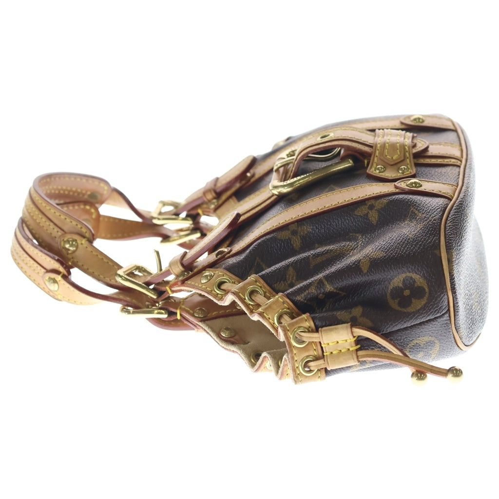 LOUIS VUITTON(ルイヴィトン) モノグラム テダPM ミニハンドバッグ ブラウン レザー×PVC M92399 ゴールド金具 レディース