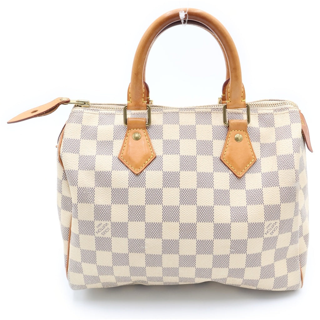 LOUIS VUITTON(ルイヴィトン) ダミエアズール スピーディー25 ハンドバッグ ミニボストンバッグ アイボリー×ブラウン レザー×PVC N41371 ゴールド金具 レディース
