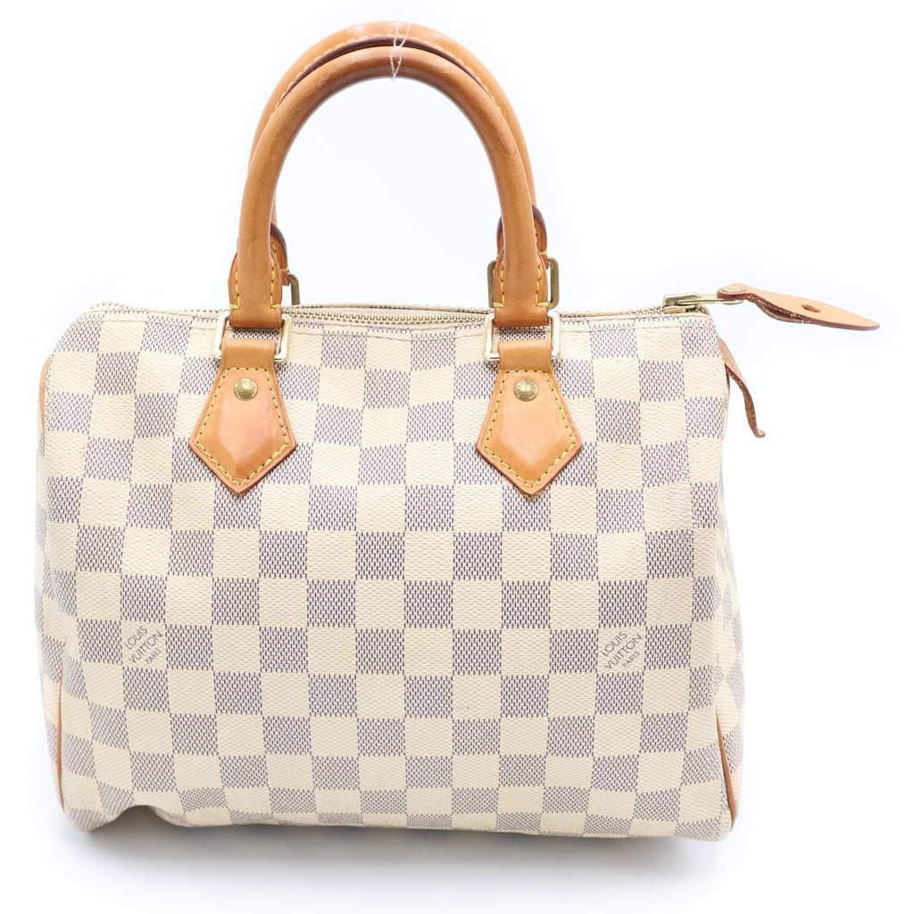 LOUIS VUITTON(ルイヴィトン) ダミエアズール スピーディー25 ハンドバッグ ミニボストンバッグ アイボリー×ブラウン レザー×PVC N41371 ゴールド金具 レディース