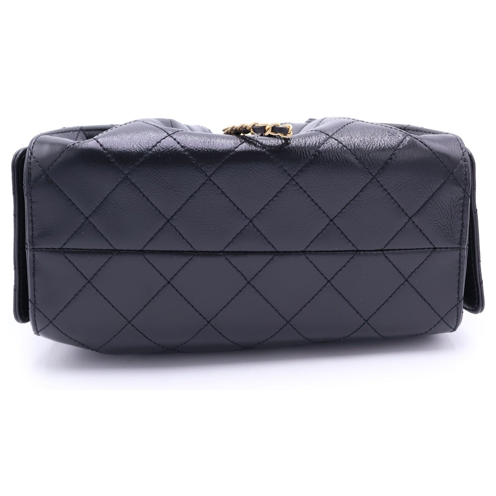 CHANEL(シャネル) シャネル25 ミニ カーフスキン レザー チェーン ショルダーバッグ シルバー/ゴールド金具 ブラック AS5631 レディース