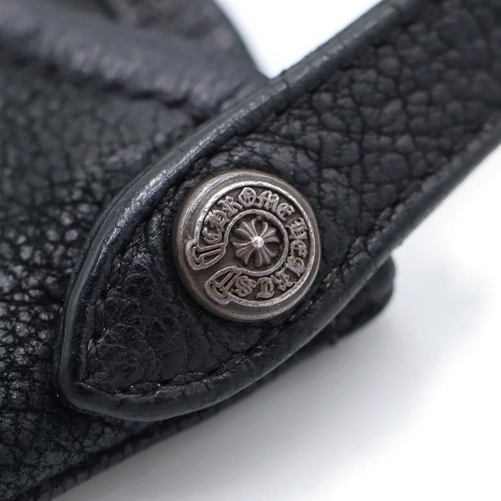 CHROME HEARTS(クロムハーツ) クロスパッチ フォンポーチ 小物入れ ブラック レザー